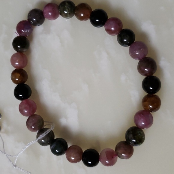 Tourmaline Crystal AAAA 7mm Top quality natural color women bracelet - Picture 2 of 4